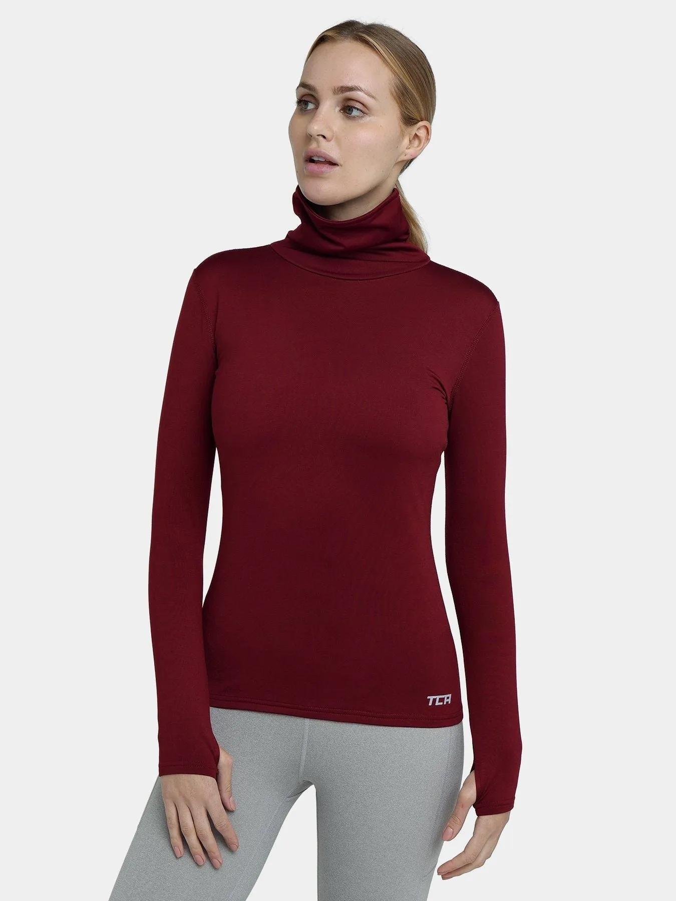 Warm-Up Thermal Long Sleeve Funnel Neck Top For Women With Brushed Inner Fabric, Thumbholes & Reflective Strips sold by TCA