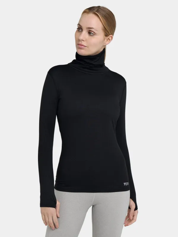 Warm-Up Thermal Long Sleeve Funnel Neck Top For Women With Brushed Inner Fabric, Thumbholes & Reflective Strips sold by TCA