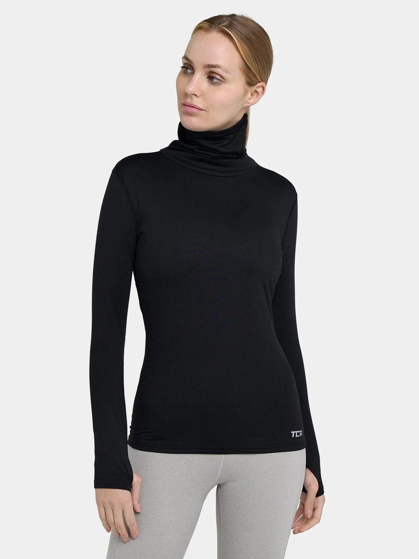 Warm-Up Thermal Long Sleeve Funnel Neck Top For Women With Brushed Inner Fabric, Thumbholes & Reflective Strips sold by TCA