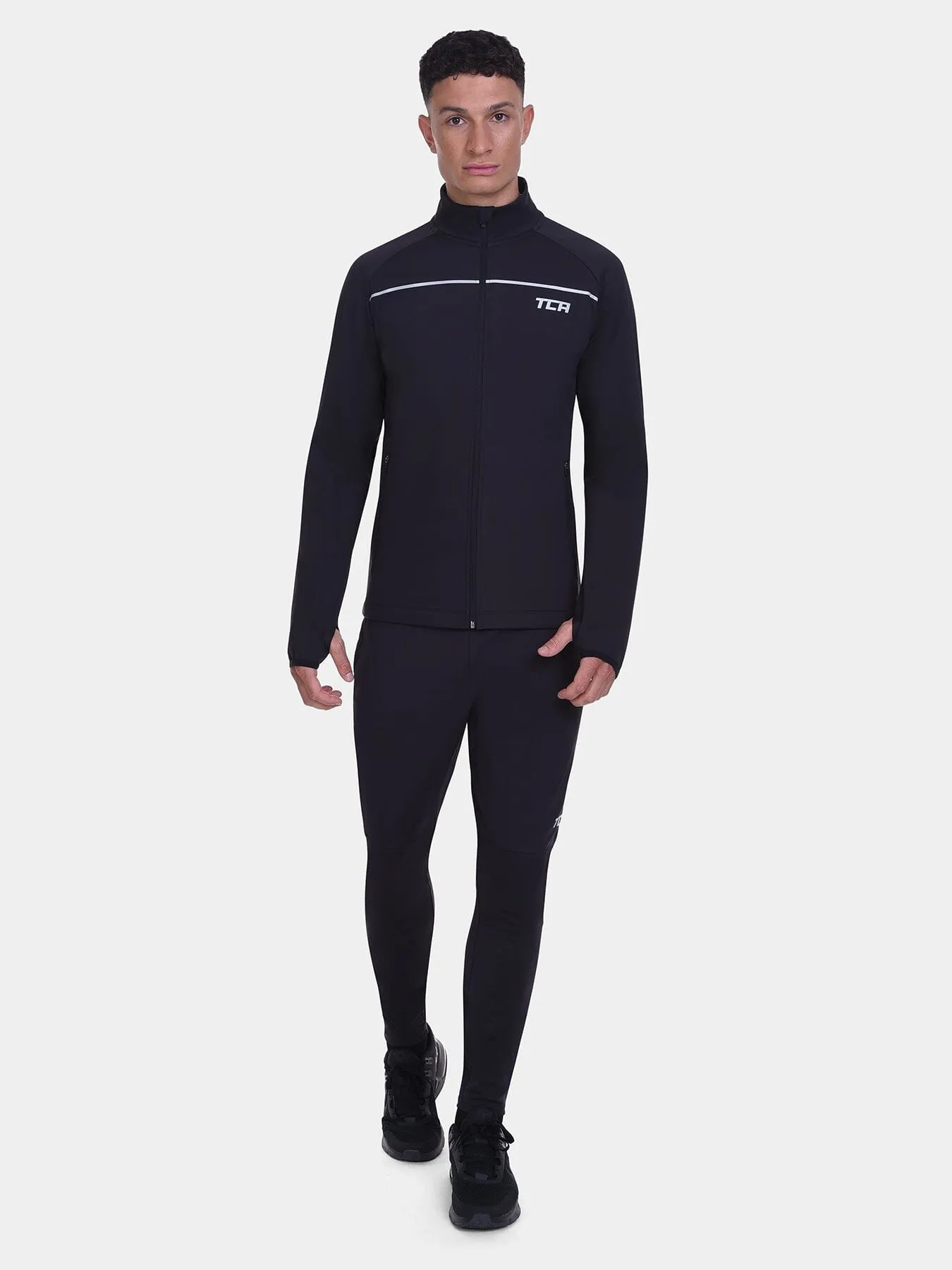 Thermal Cycling Jacket For Men With Thumbholes, Reflective Strips, Brushed Inner Fabric, Side & Internal Zip Pockets sold by TCA product image thumbnail 5