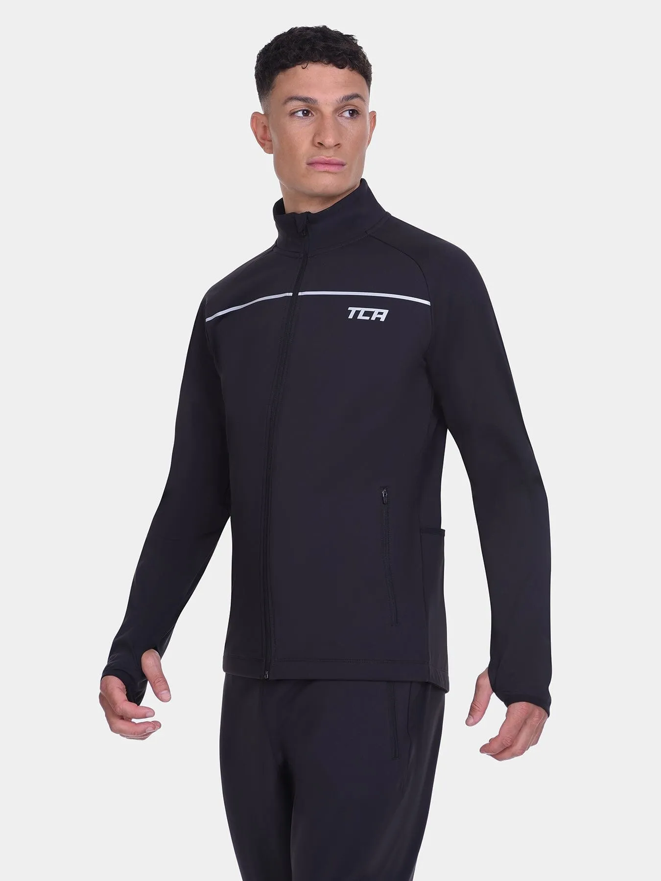 Thermal Cycling Jacket For Men With Thumbholes, Reflective Strips, Brushed Inner Fabric, Side & Internal Zip Pockets sold by TCA