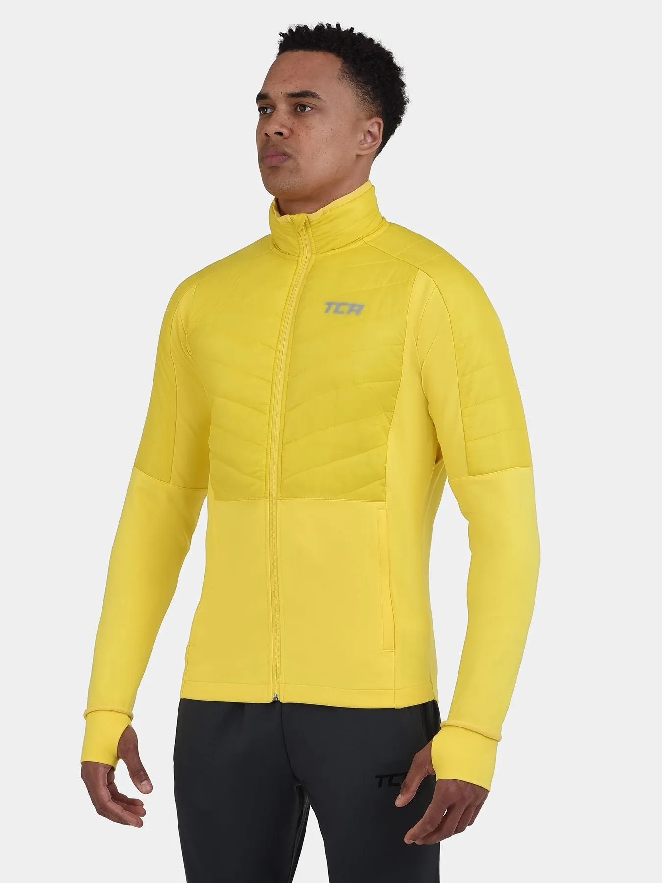 Excel Running Padded Packable Hooded Jacket For Men With Thumbholes, Underarm Ventilation Zips, Zip Pockets & Reflective Strips sold by TCA