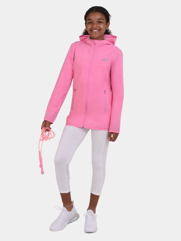 AirLite 2.0 Hooded Waterproof Rain Jacket For Girls With Side & Internal Zip Pockets & Reflective Strips sold by TCA
