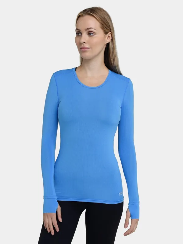 Stamina Long Sleeve Crew Neck Running Top For Women With Thumbholes & Back Zip Pocket sold by TCA