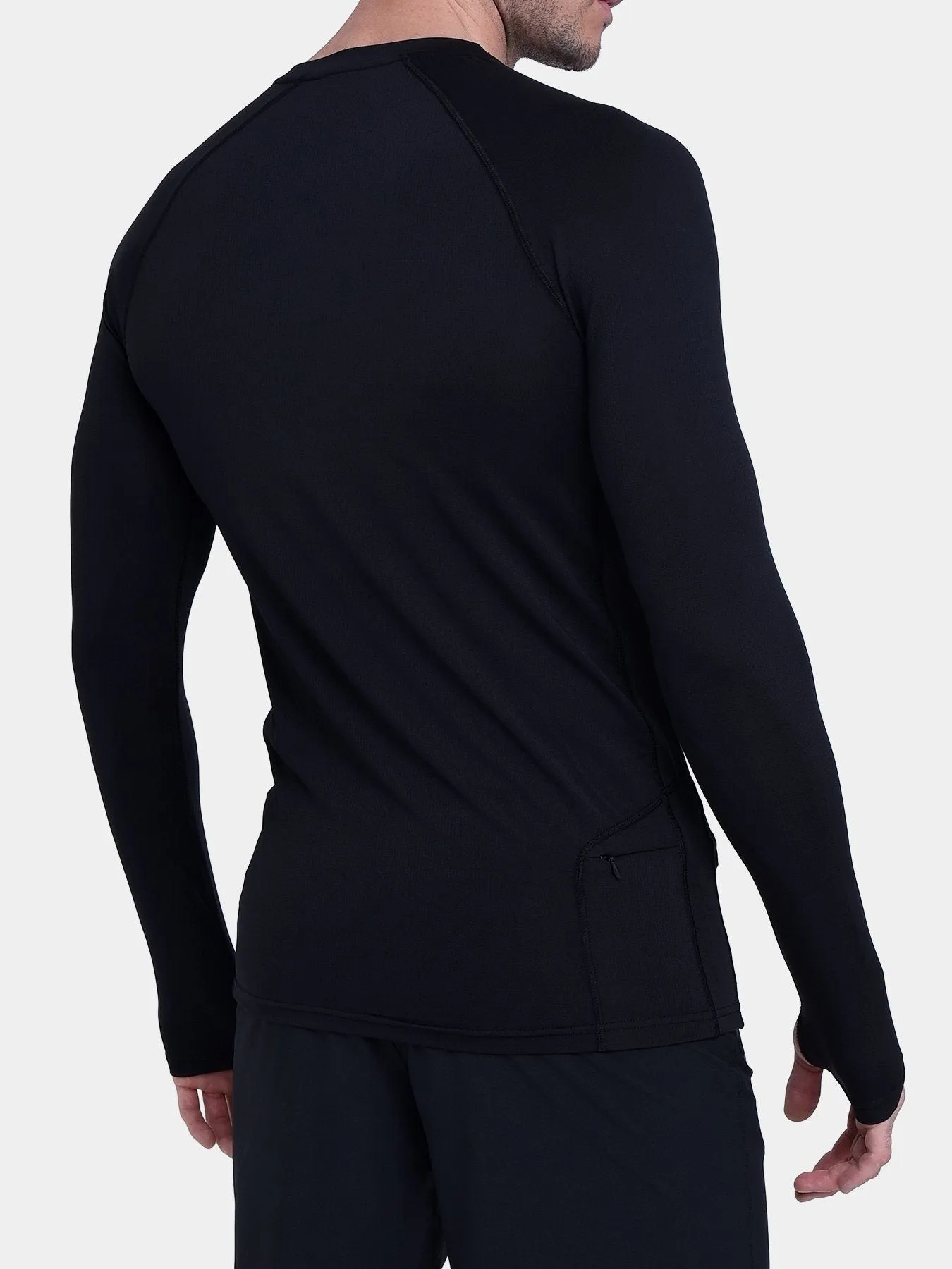 Stamina Long Sleeve Crew Neck Running Top For Men With Thumbholes & Back Zip Pocket sold by TCA product image thumbnail 2