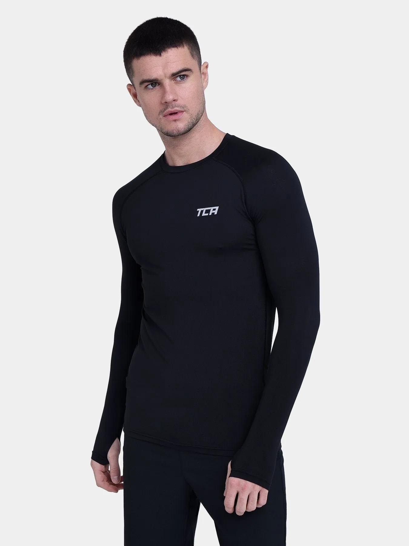 Stamina Long Sleeve Crew Neck Running Top For Men With Thumbholes & Back Zip Pocket sold by TCA