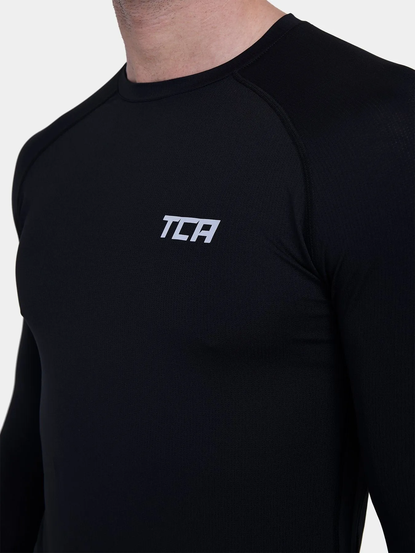 Stamina Long Sleeve Crew Neck Running Top For Men With Thumbholes & Back Zip Pocket sold by TCA product image thumbnail 3