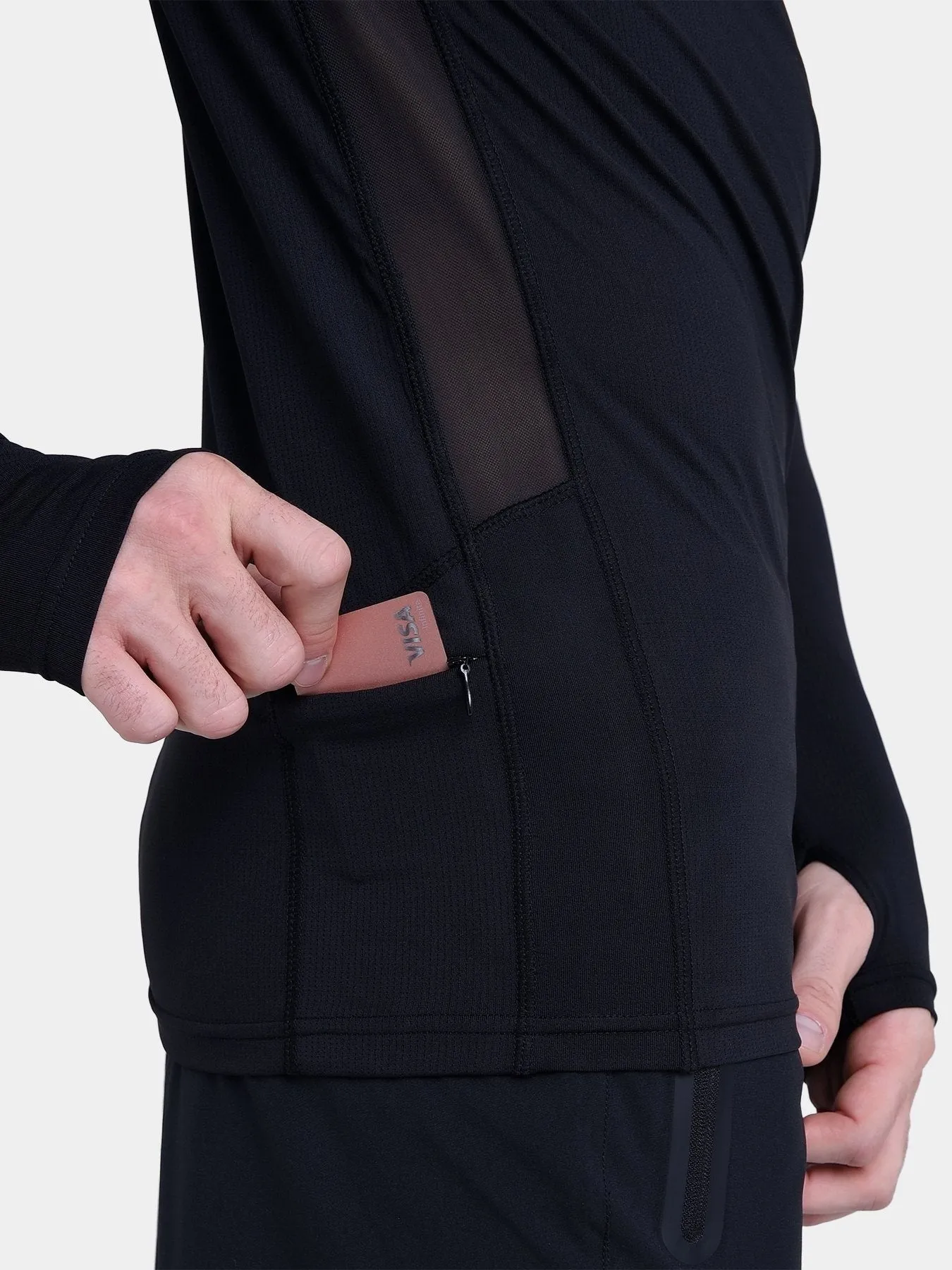 Stamina Long Sleeve Crew Neck Running Top For Men With Thumbholes & Back Zip Pocket sold by TCA product image thumbnail 4