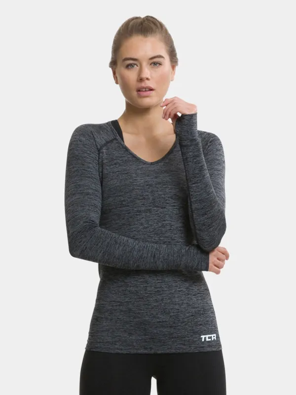 Elle Long Sleeve V Neck Top For Women With Thumbholes sold by TCA