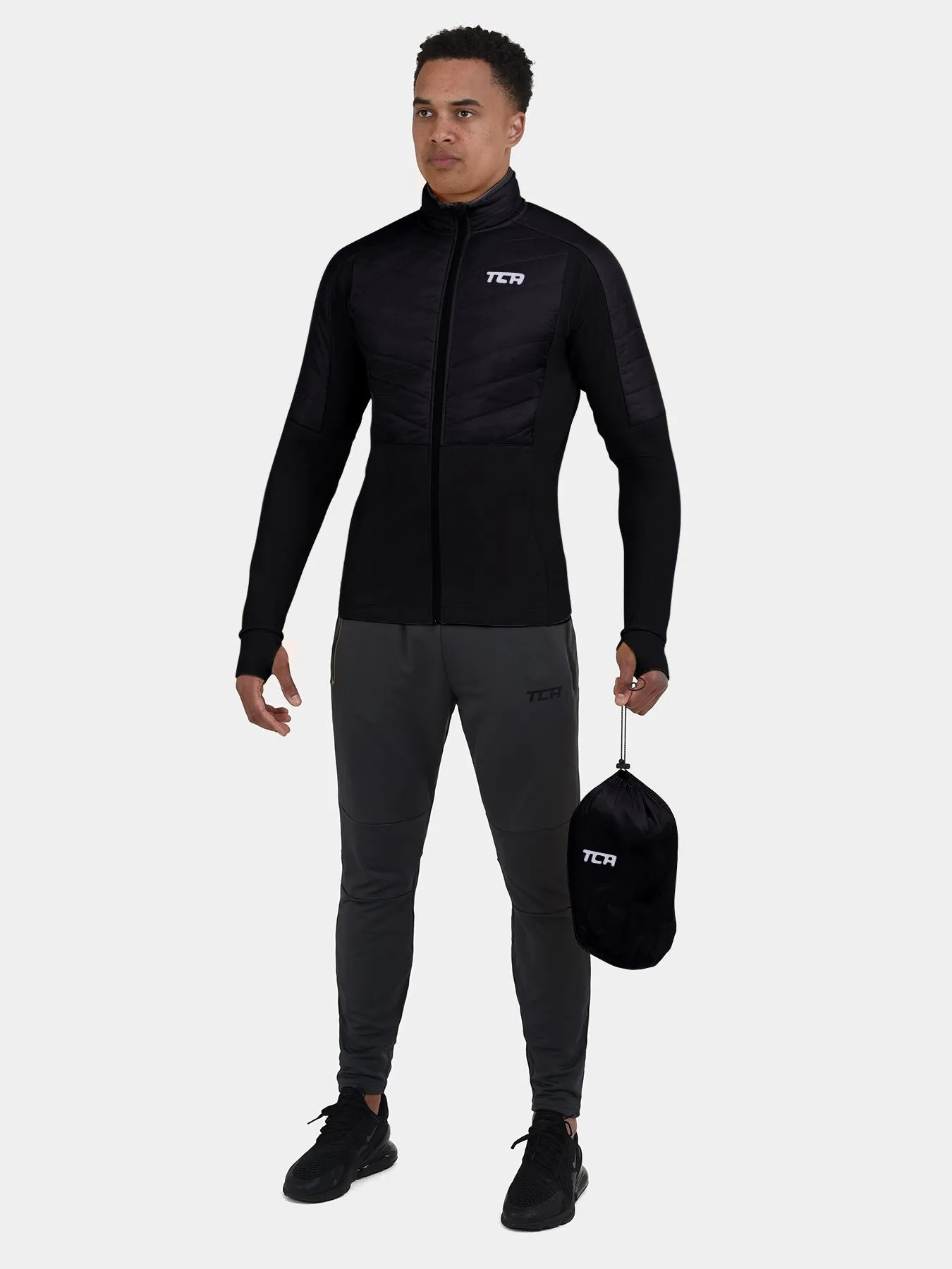 Excel Running Padded Packable Hooded Jacket For Men With Thumbholes, Underarm Ventilation Zips, Zip Pockets & Reflective Strips sold by TCA product image thumbnail 5