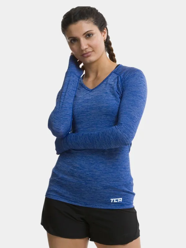 Elle Long Sleeve V Neck Top For Women With Thumbholes sold by TCA