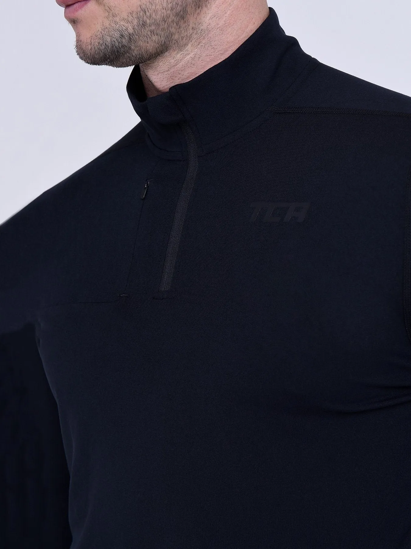 Fusion Half Zip Running Top For Men With Thumbholes & Chest Zip Pocket sold by TCA product image thumbnail 5