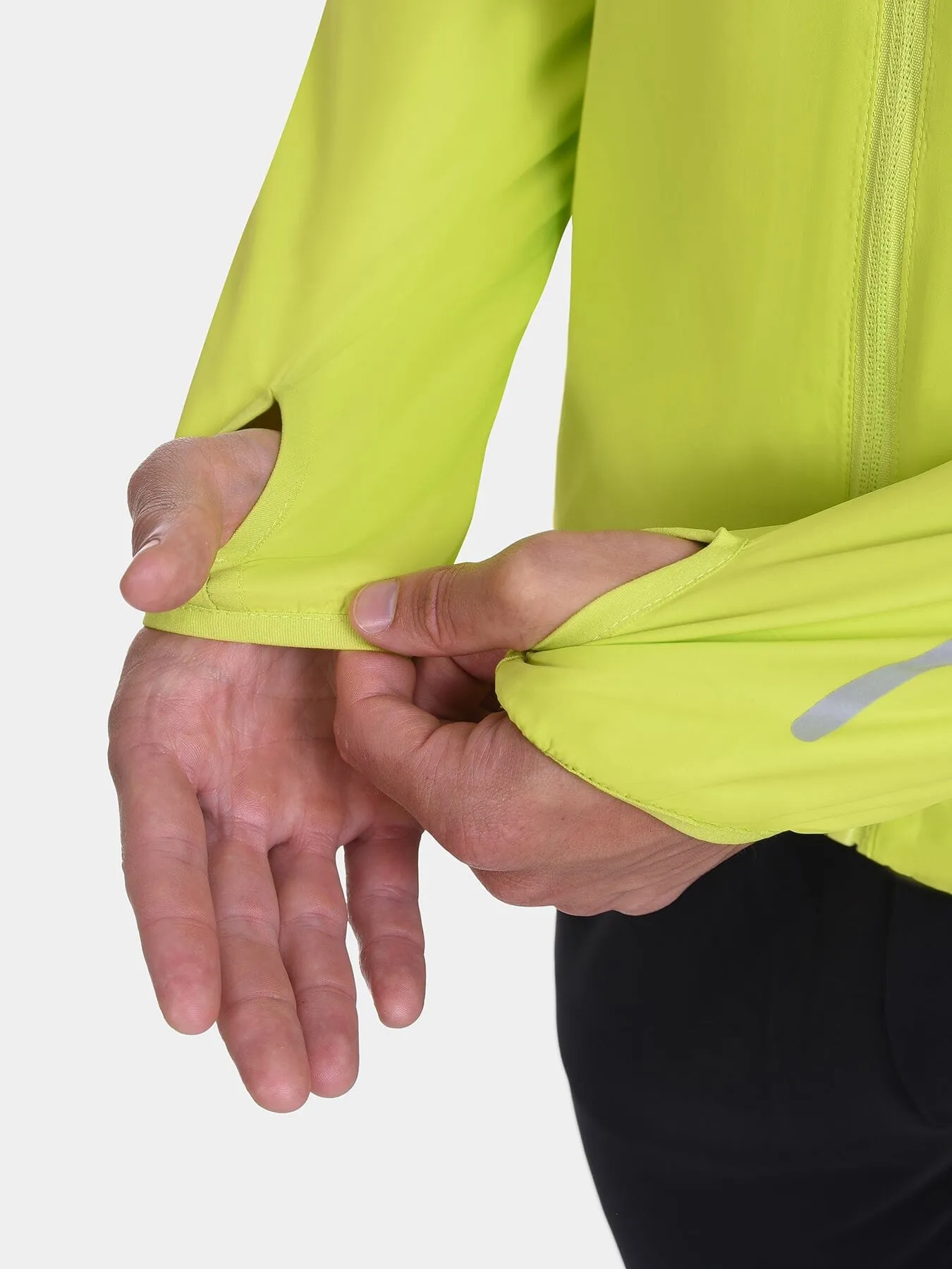 Softshell Packable Running Water Repellant Hooded Jacket For Men With Thumbholes, Reflective Strips & Zip Pockets sold by TCA product image thumbnail 4