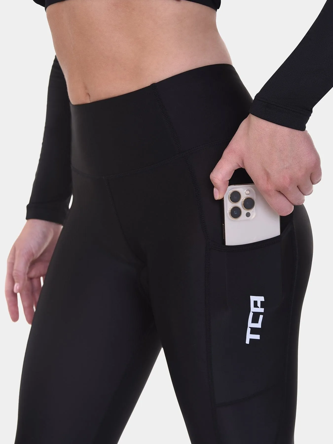 Padded Capri Cycling Leggings For Women With Reflective Strips & Side Pocket sold by TCA product image thumbnail 3