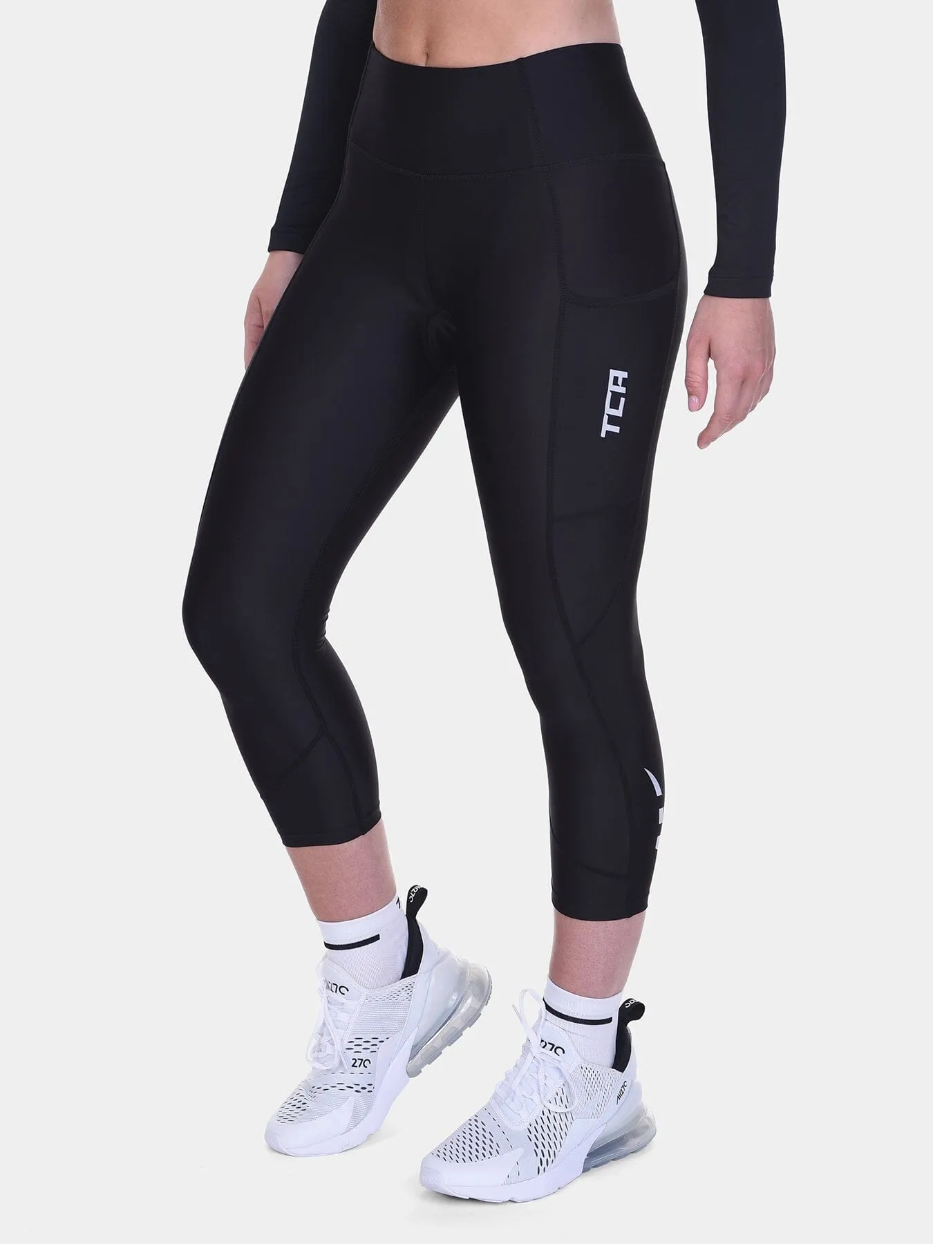 Padded Capri Cycling Leggings For Women With Reflective Strips & Side Pocket sold by TCA