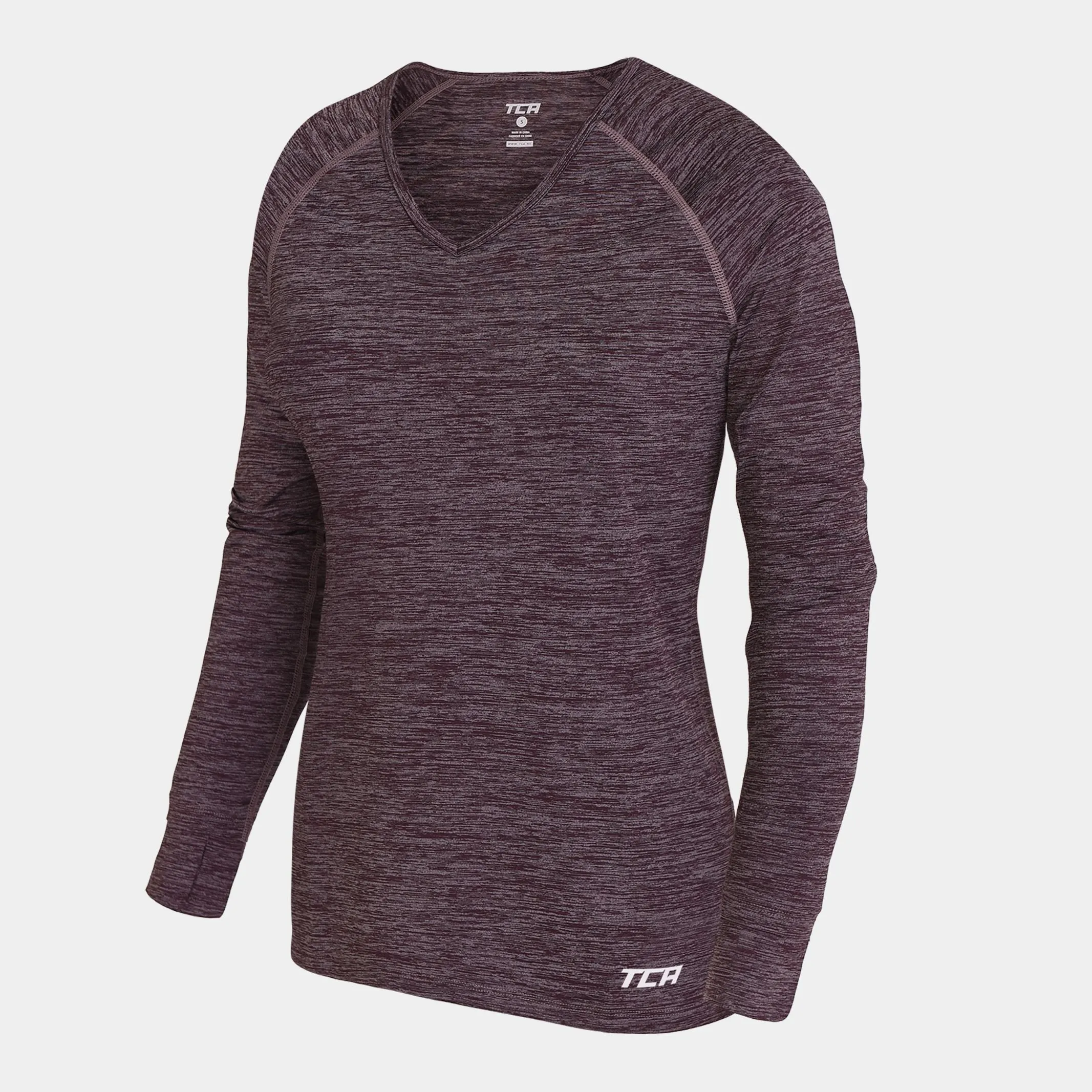 Elle Long Sleeve V Neck Top For Women With Thumbholes sold by TCA product image thumbnail 4