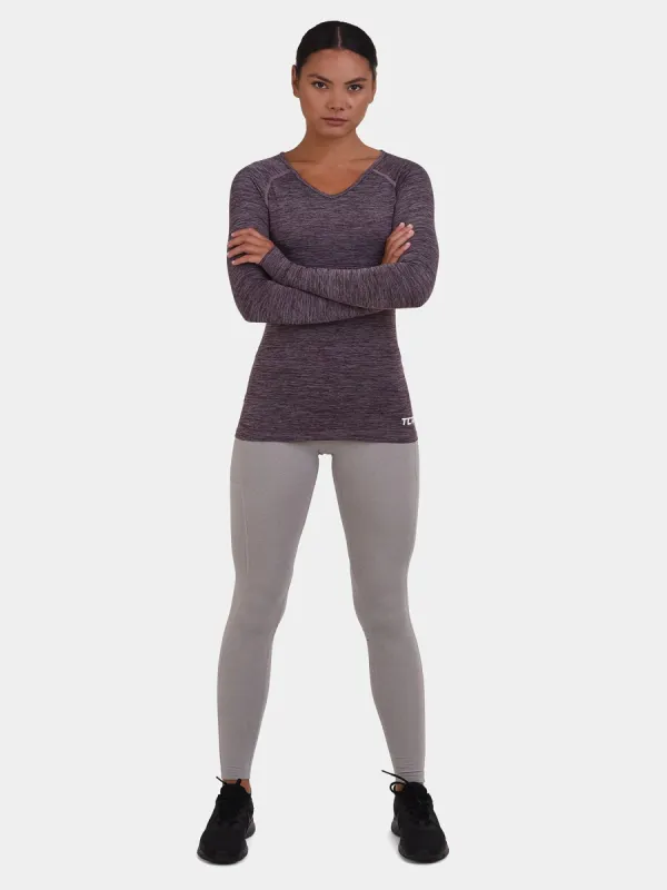 Elle Long Sleeve V Neck Top For Women With Thumbholes sold by TCA