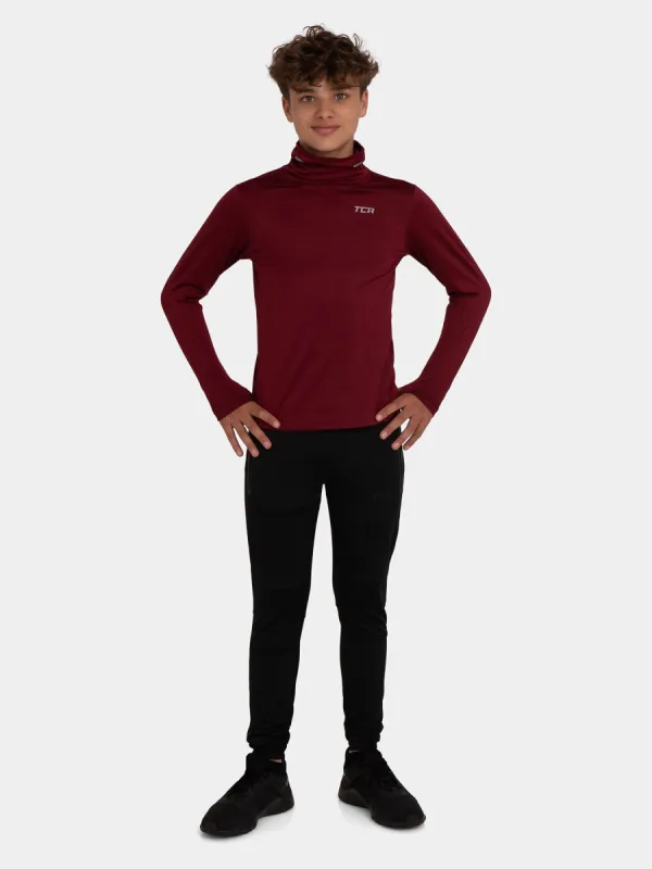 Warm-Up Long Sleeve Funnel Neck Top For Boys With Thumbholes & Reflective Strips sold by TCA