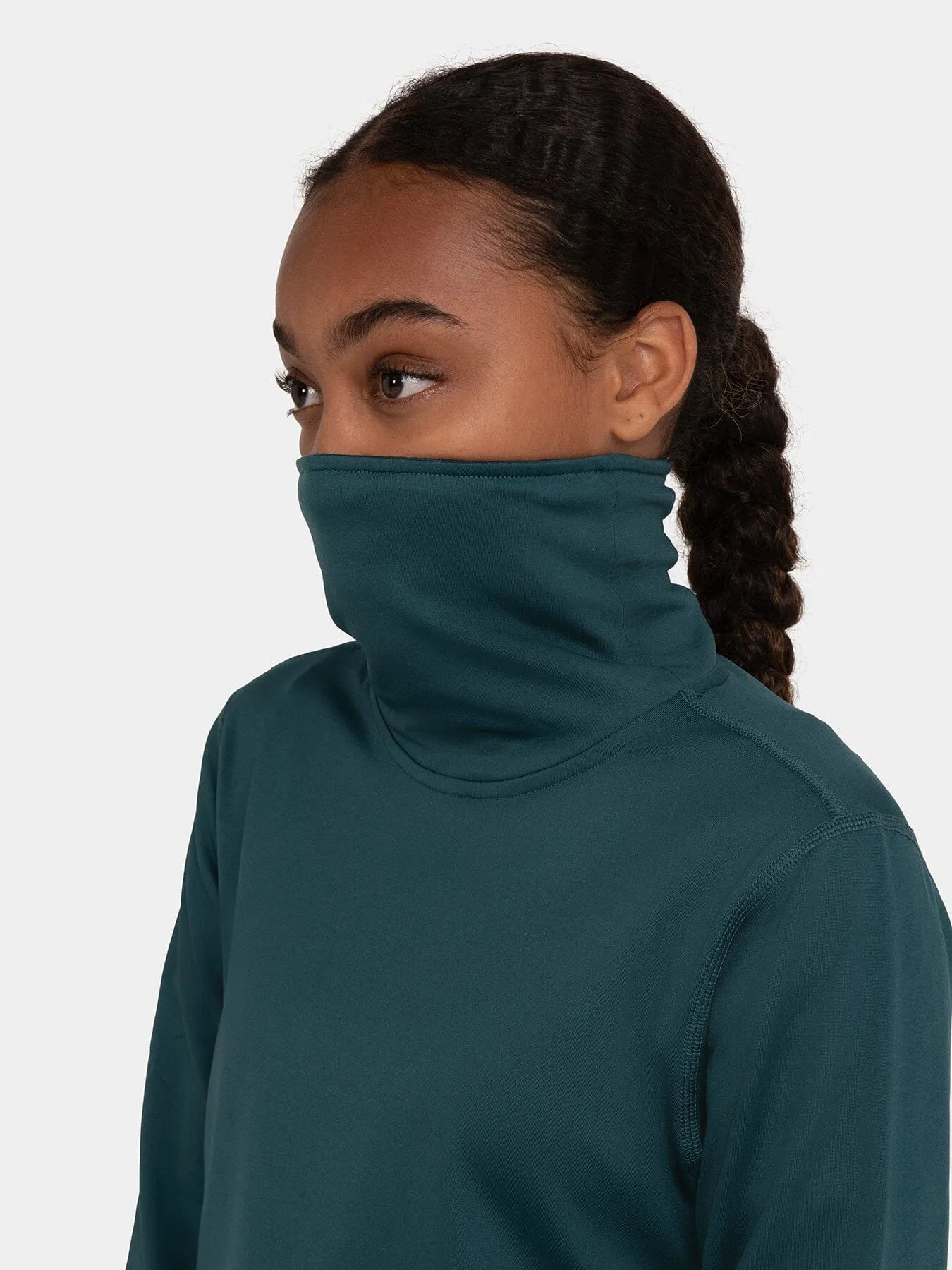 Warm-Up Thermal Long Sleeve Funnel Neck Top For Girls With Brushed Inner Fabric, Thumbholes & Reflective Strips sold by TCA product image thumbnail 2