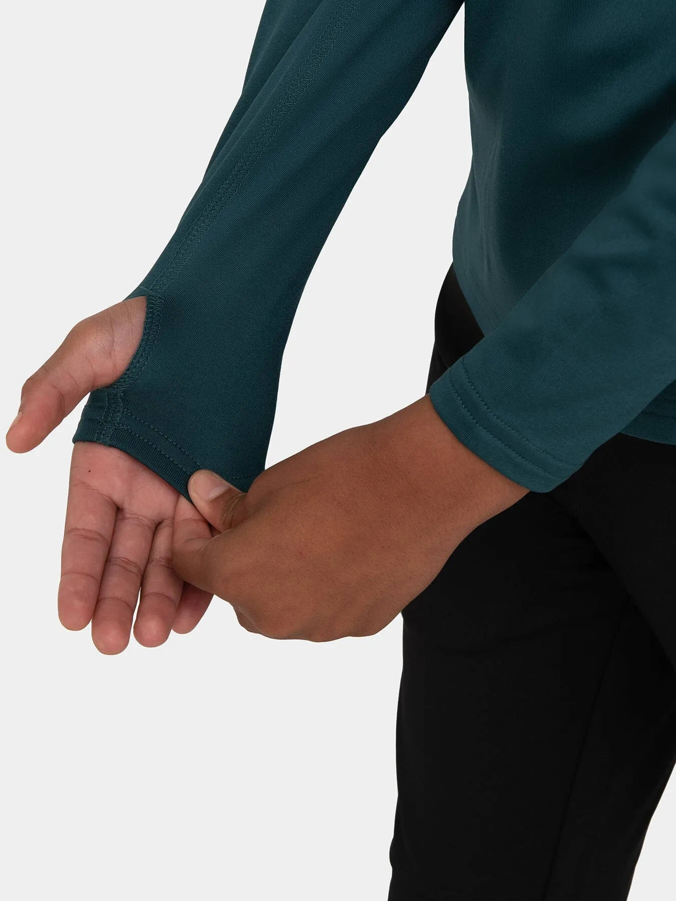 Warm-Up Thermal Long Sleeve Funnel Neck Top For Girls With Brushed Inner Fabric, Thumbholes & Reflective Strips sold by TCA product image thumbnail 5