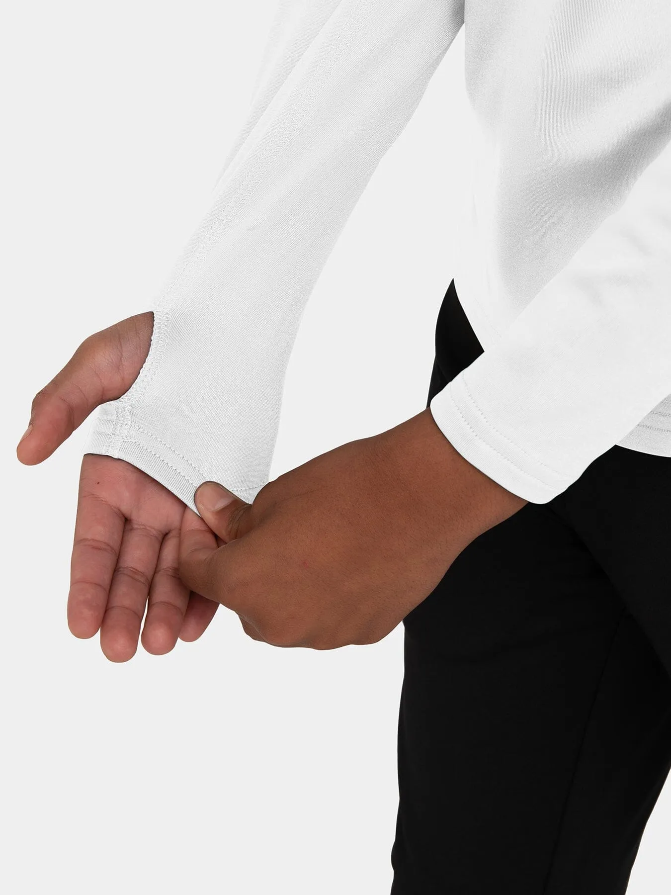 Warm-Up Thermal Long Sleeve Funnel Neck Top For Girls With Brushed Inner Fabric, Thumbholes & Reflective Strips sold by TCA product image thumbnail 5