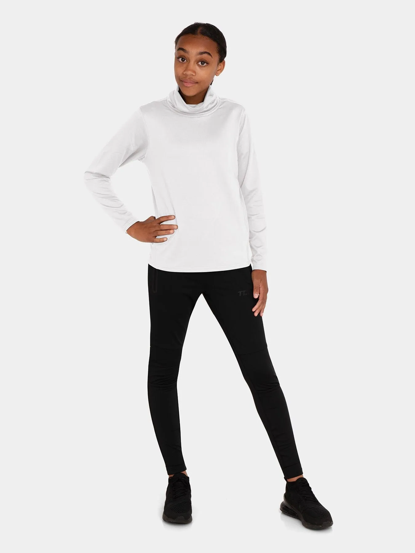 Warm-Up Thermal Long Sleeve Funnel Neck Top For Girls With Brushed Inner Fabric, Thumbholes & Reflective Strips sold by TCA