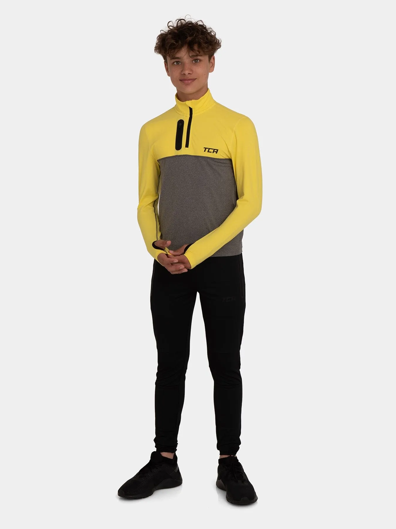 Fusion Half Zip Running Top For Boys with Thumbholes & Chest Zip Pocket sold by TCA product image thumbnail 5