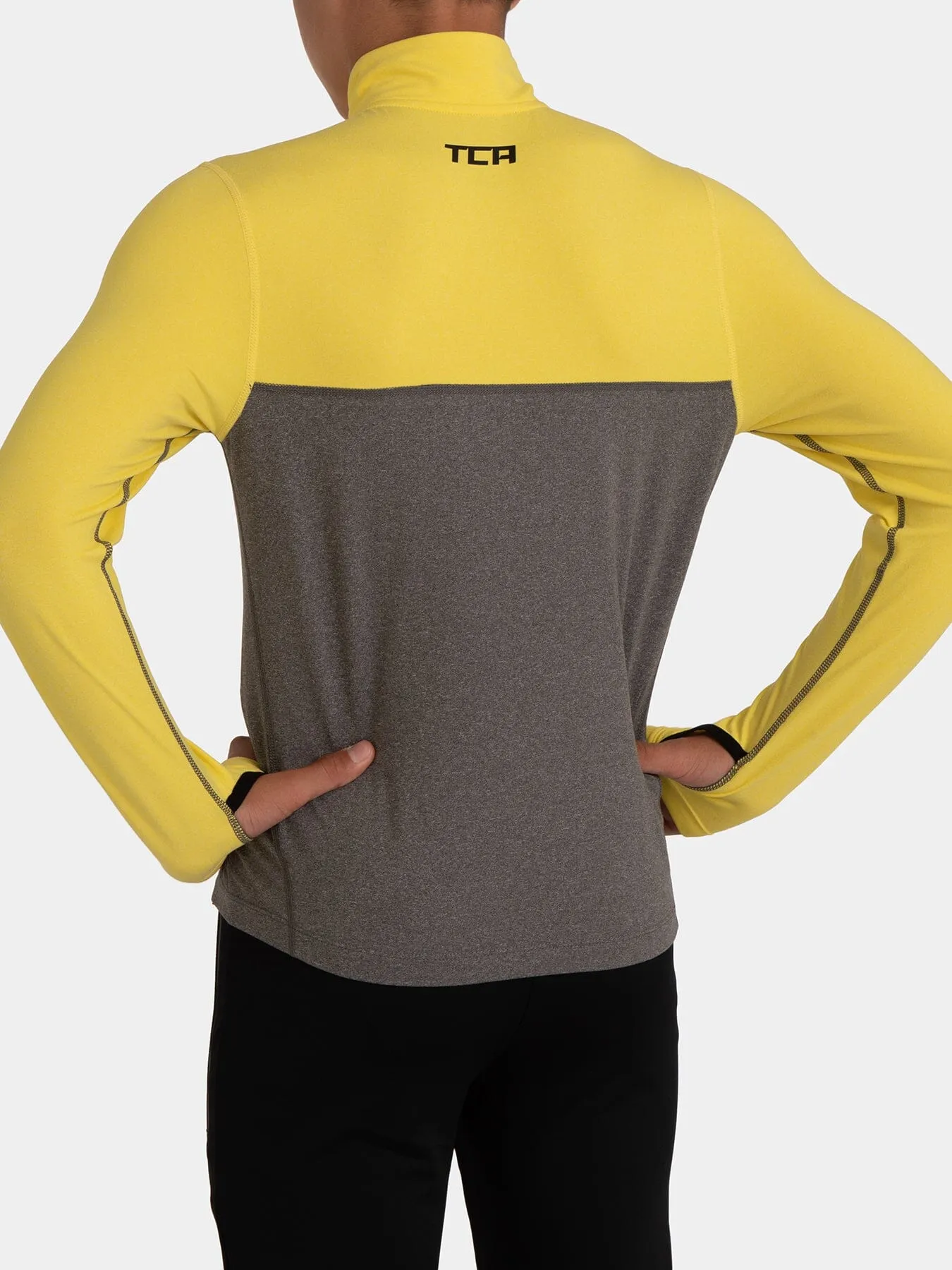 Fusion Half Zip Running Top For Boys with Thumbholes & Chest Zip Pocket sold by TCA product image thumbnail 2