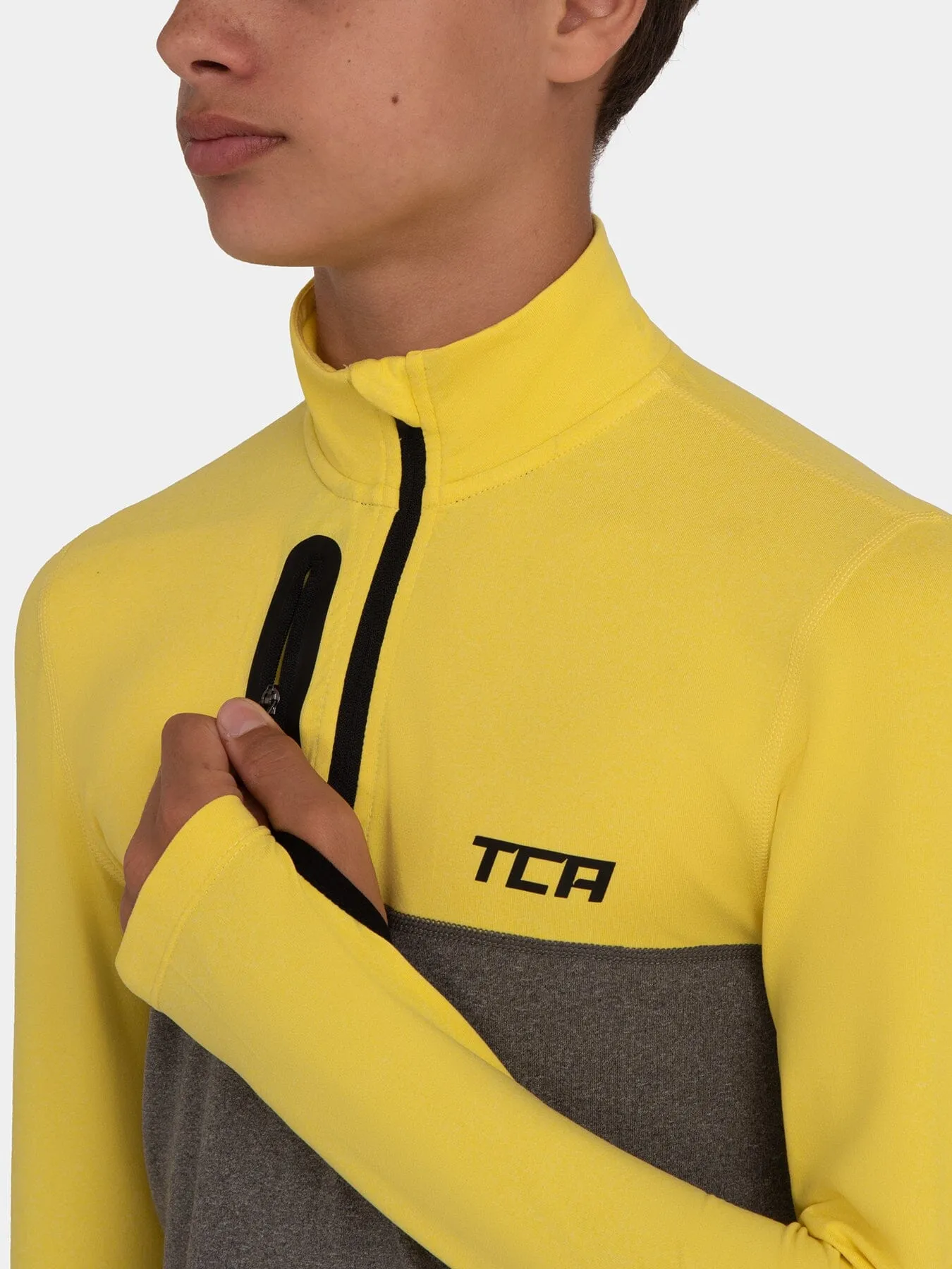 Fusion Half Zip Running Top For Boys with Thumbholes & Chest Zip Pocket sold by TCA product image thumbnail 3