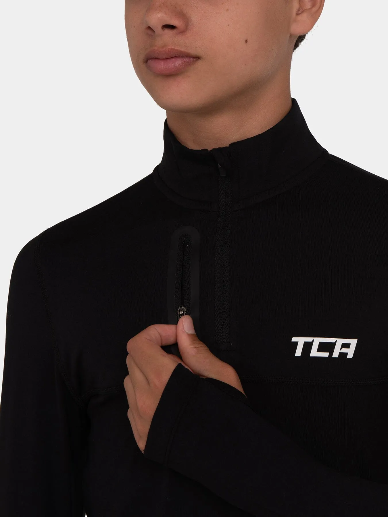 Fusion Half Zip Running Top For Boys with Thumbholes & Chest Zip Pocket sold by TCA product image thumbnail 3