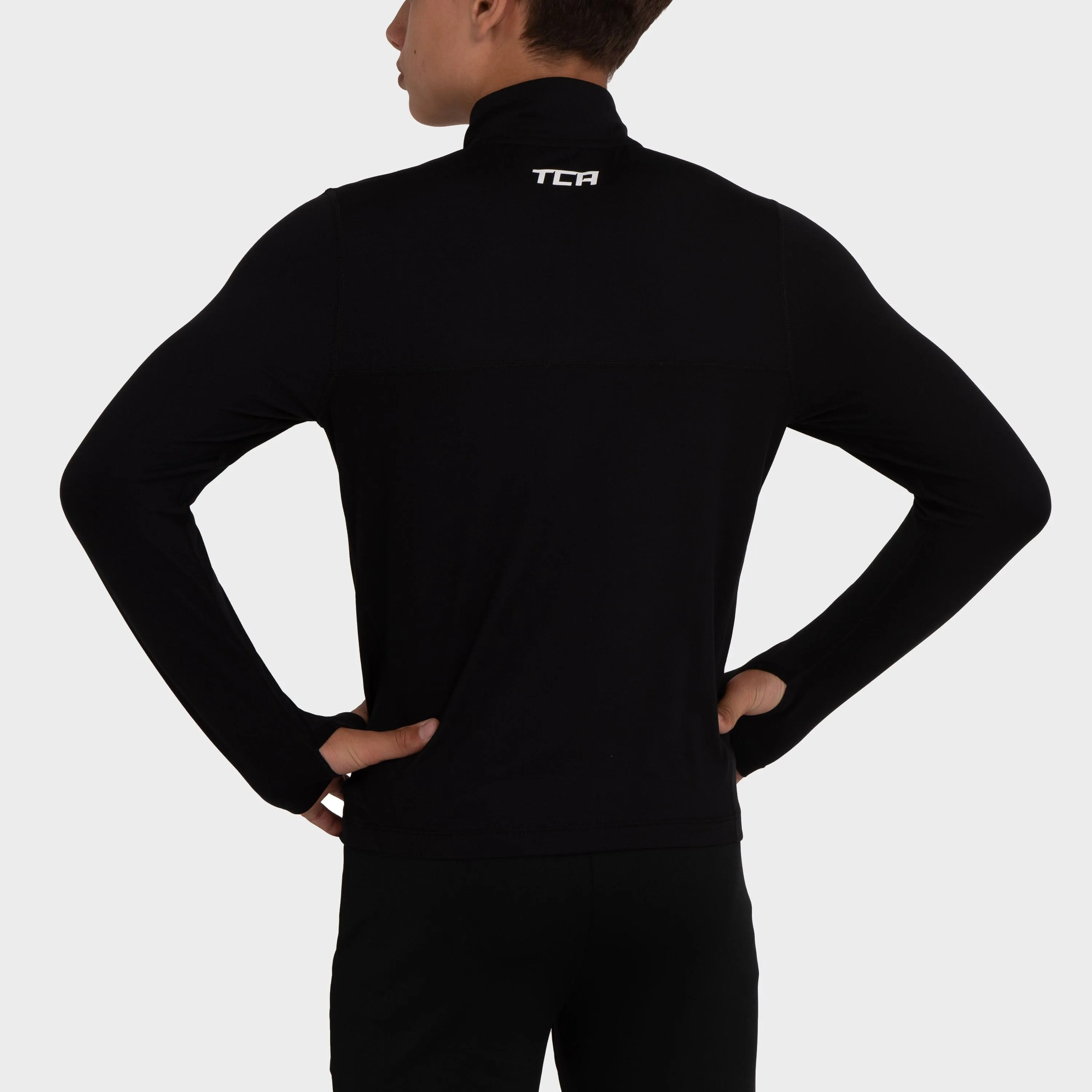 Fusion Half Zip Running Top For Boys with Thumbholes & Chest Zip Pocket sold by TCA product image thumbnail 2