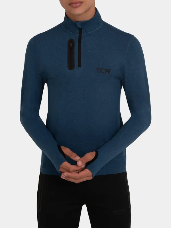 Fusion Half Zip Running Top For Boys with Thumbholes & Chest Zip Pocket sold by TCA