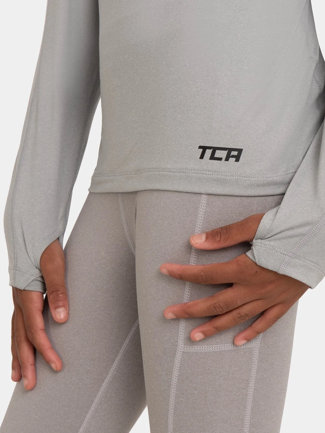 Fusion Half Zip Running Top For Girls With Thumbholes & Back Zip Pocket sold by TCA product image thumbnail 3