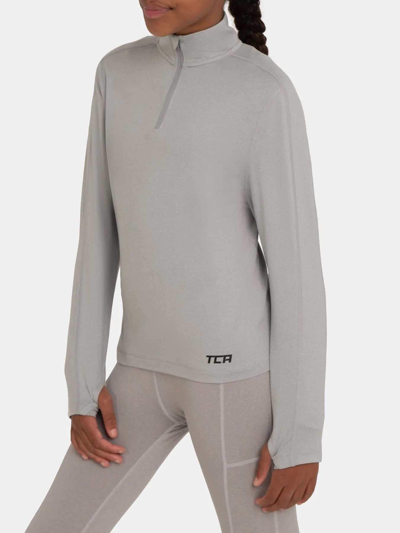 Fusion Half Zip Running Top For Girls With Thumbholes & Back Zip Pocket sold by TCA
