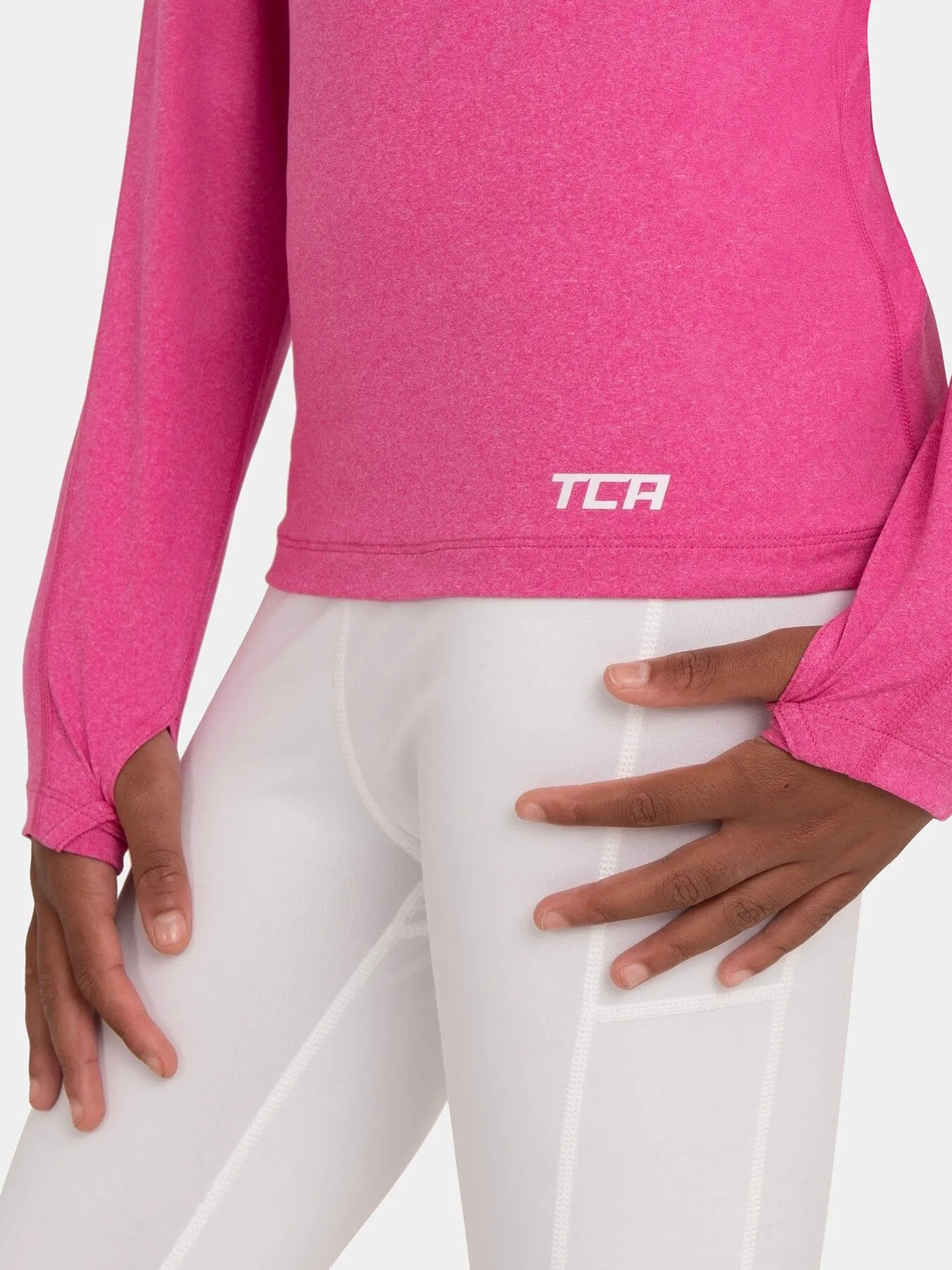 Fusion Half Zip Running Top For Girls With Thumbholes & Back Zip Pocket sold by TCA product image thumbnail 3
