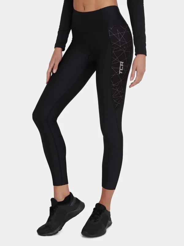 Padded Capri Cycling Leggings For Women With Reflective Strips & Side Pocket sold by TCA