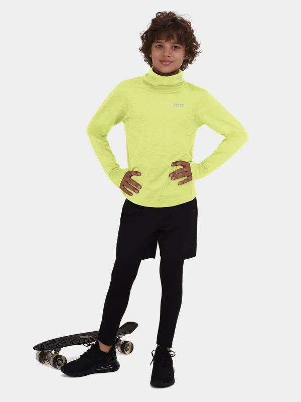 Warm-Up Long Sleeve Funnel Neck Top For Boys With Thumbholes & Reflective Strips sold by TCA