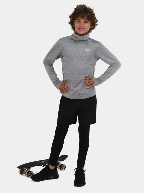 Warm-Up Long Sleeve Funnel Neck Top For Boys With Thumbholes & Reflective Strips sold by TCA