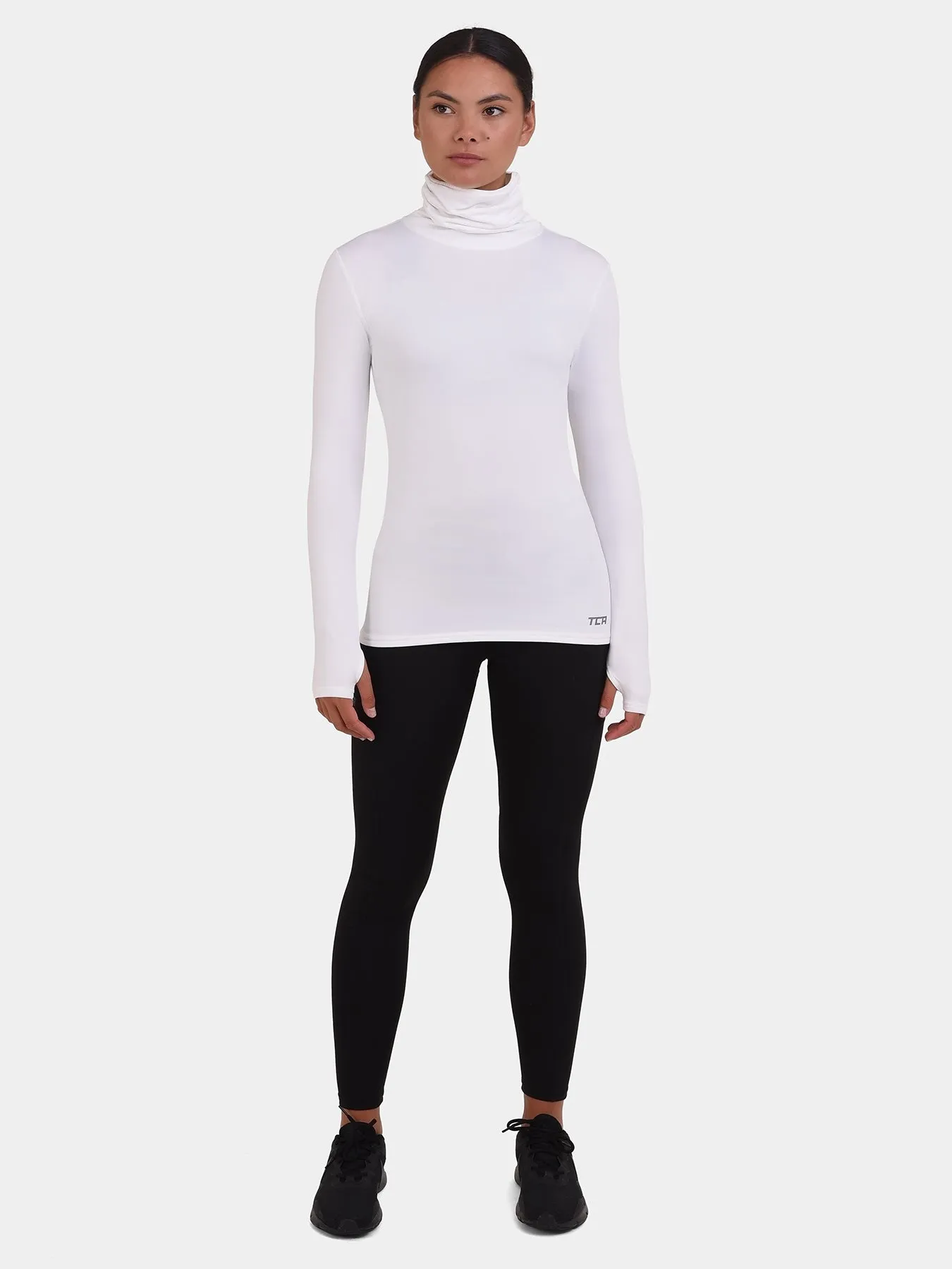 Warm-Up Thermal Long Sleeve Funnel Neck Top For Women With Brushed Inner Fabric, Thumbholes & Reflective Strips sold by TCA product image thumbnail 5