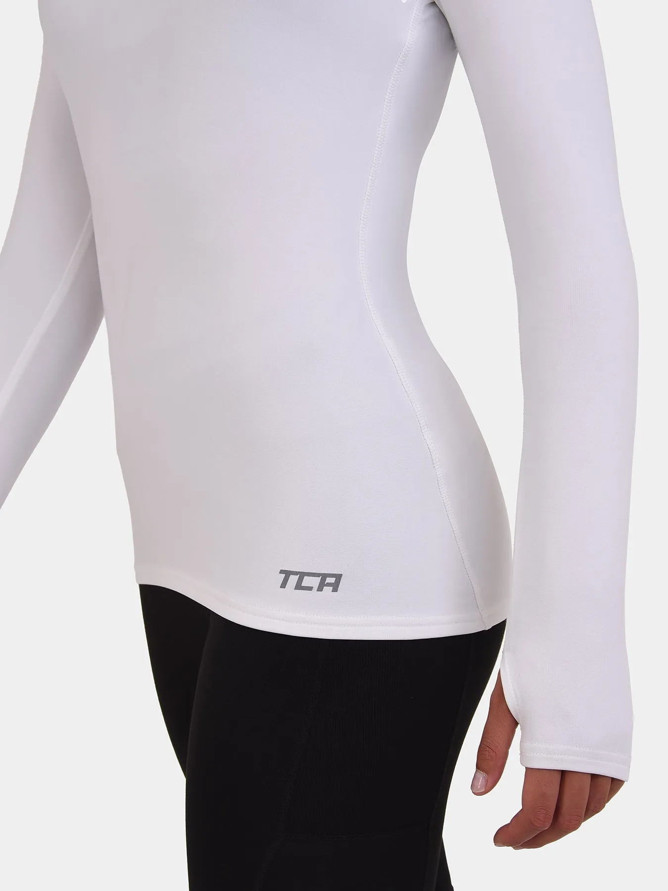 Warm-Up Thermal Long Sleeve Funnel Neck Top For Women With Brushed Inner Fabric, Thumbholes & Reflective Strips sold by TCA product image thumbnail 4