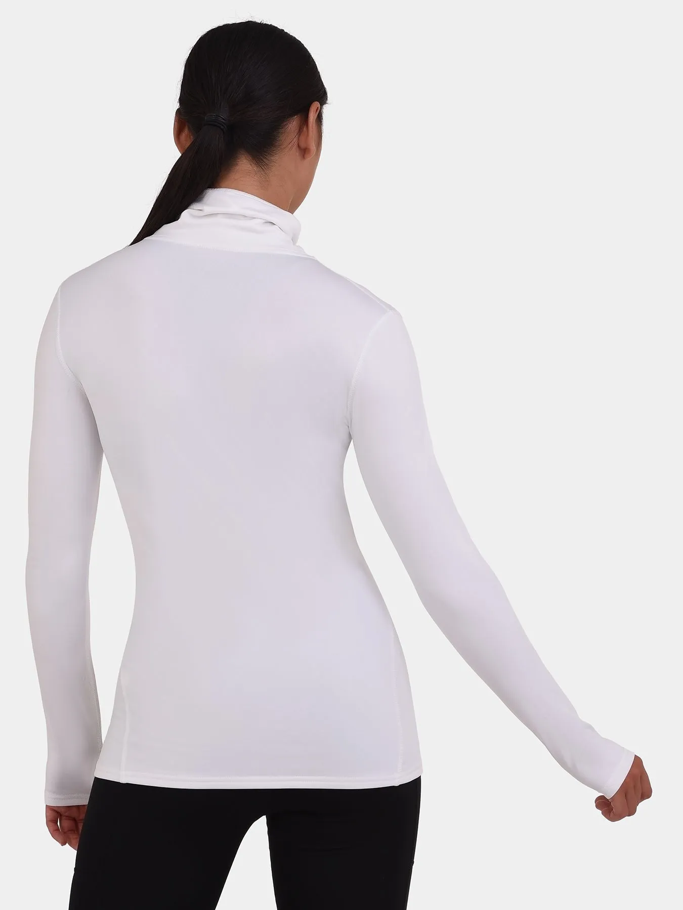 Warm-Up Thermal Long Sleeve Funnel Neck Top For Women With Brushed Inner Fabric, Thumbholes & Reflective Strips sold by TCA product image thumbnail 2