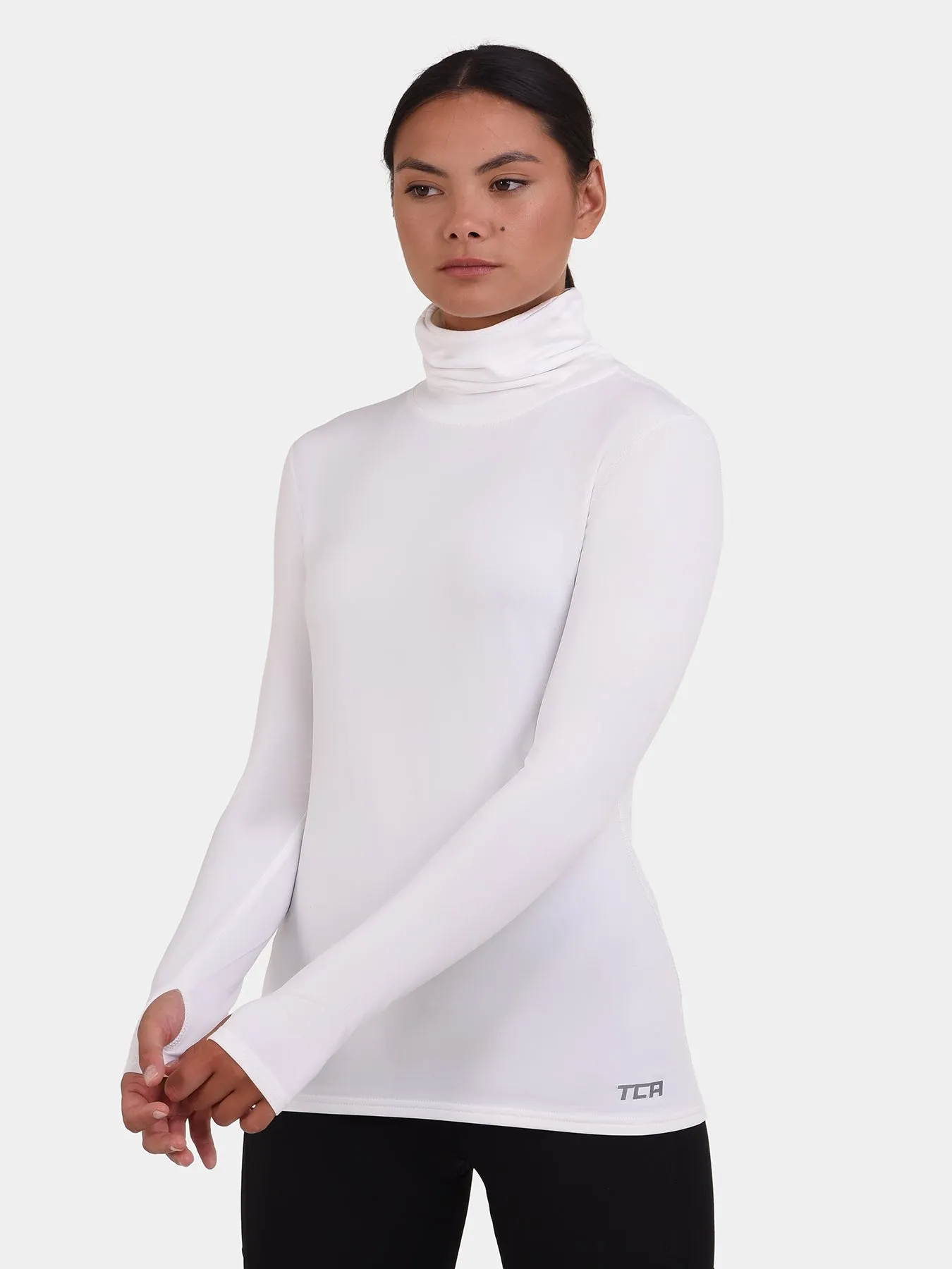 Warm-Up Thermal Long Sleeve Funnel Neck Top For Women With Brushed Inner Fabric, Thumbholes & Reflective Strips sold by TCA