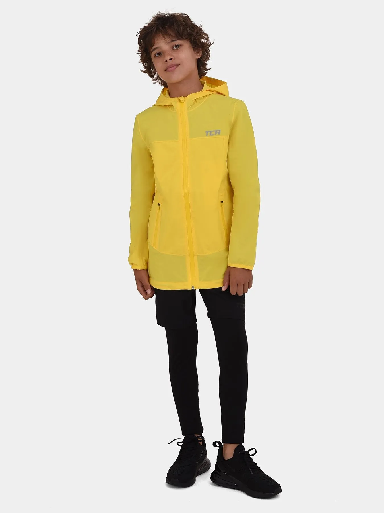 AirLite 2.0 Hooded Waterproof Rain Jacket For Boys With Side & Internal Zip Pockets & Reflective Strips sold by TCA