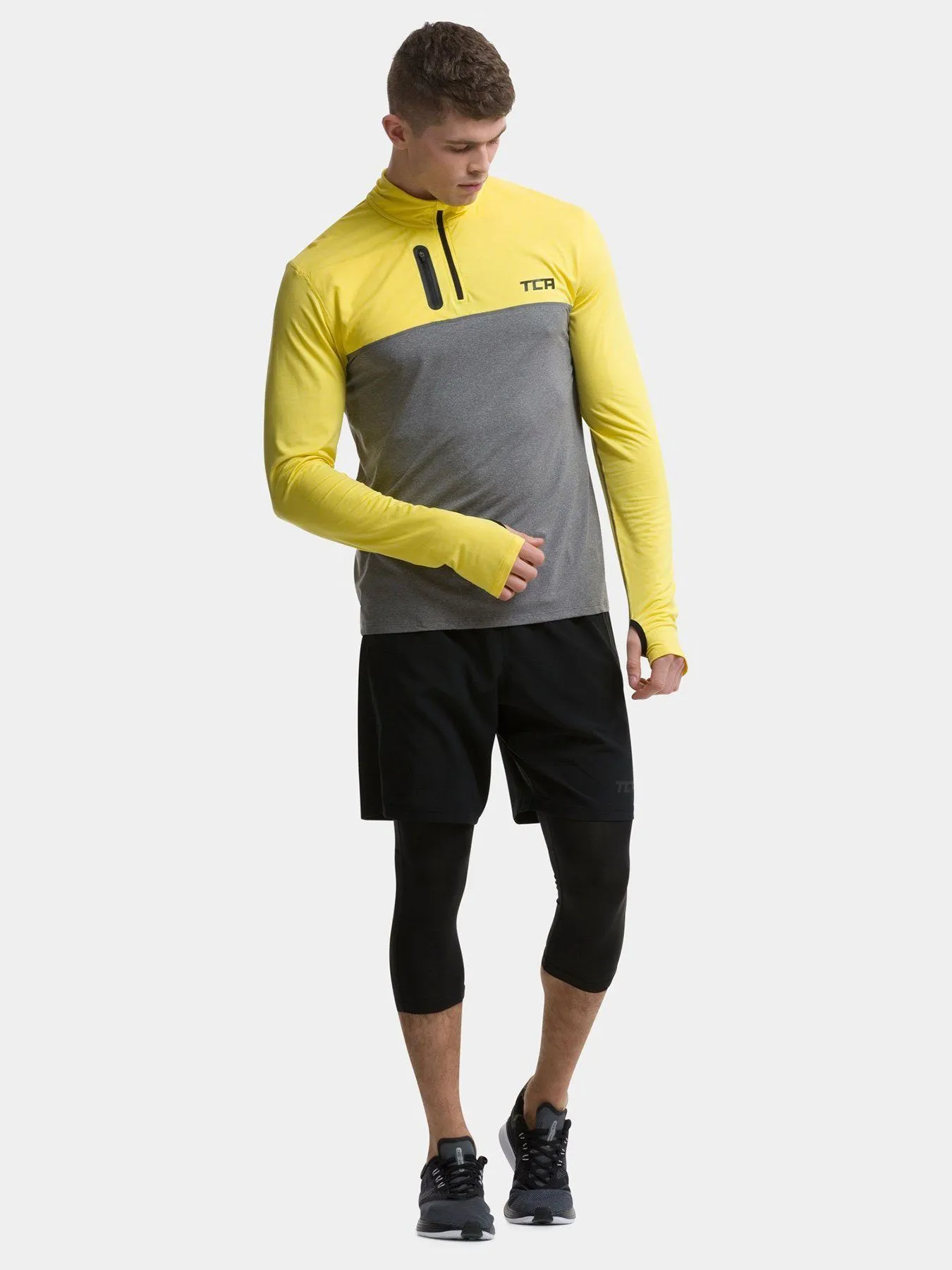 Fusion Half Zip Running Top For Men With Thumbholes & Chest Zip Pocket sold by TCA product image thumbnail 5