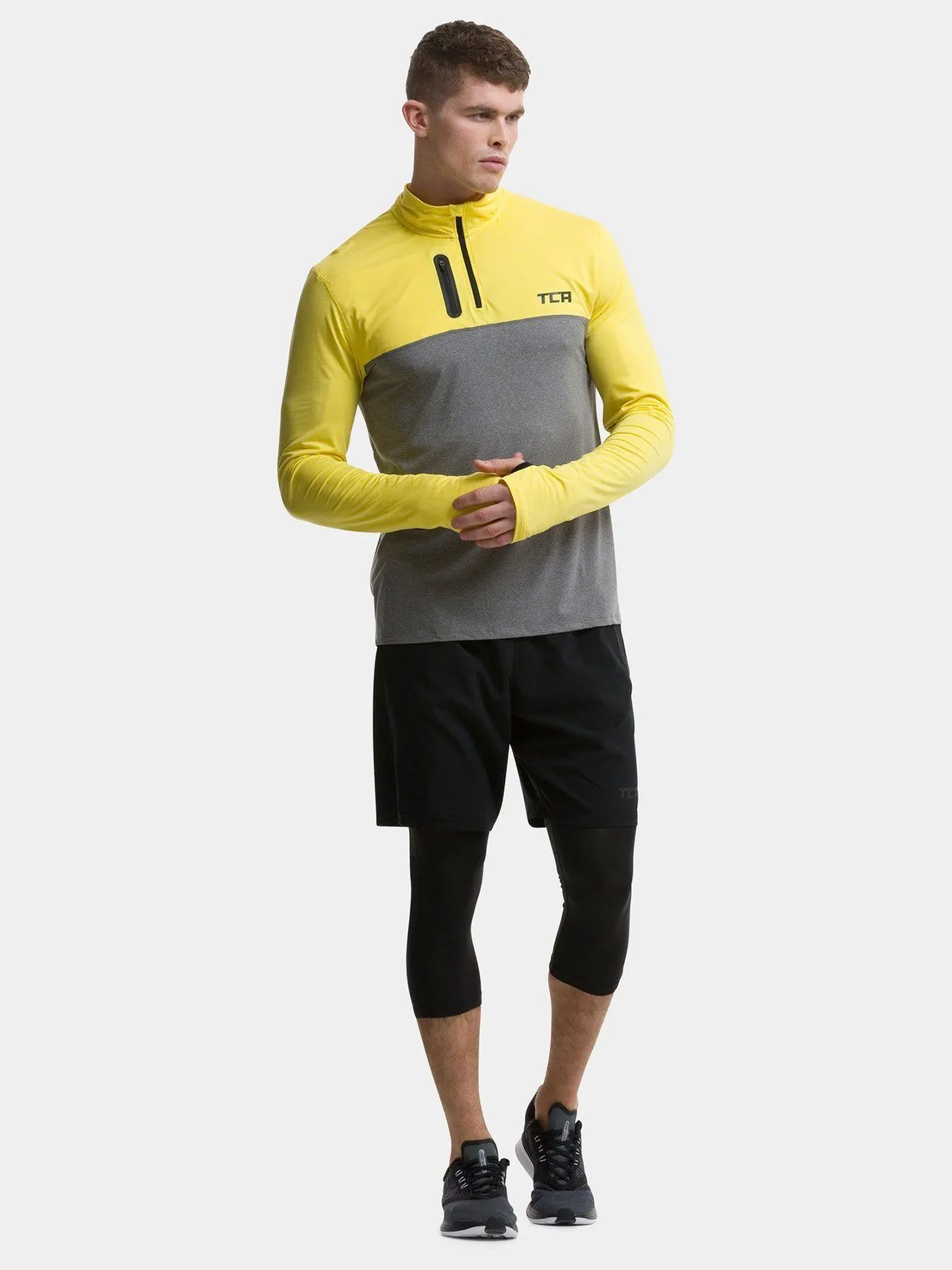 Fusion Half Zip Running Top For Men With Thumbholes & Chest Zip Pocket sold by TCA product image thumbnail 4