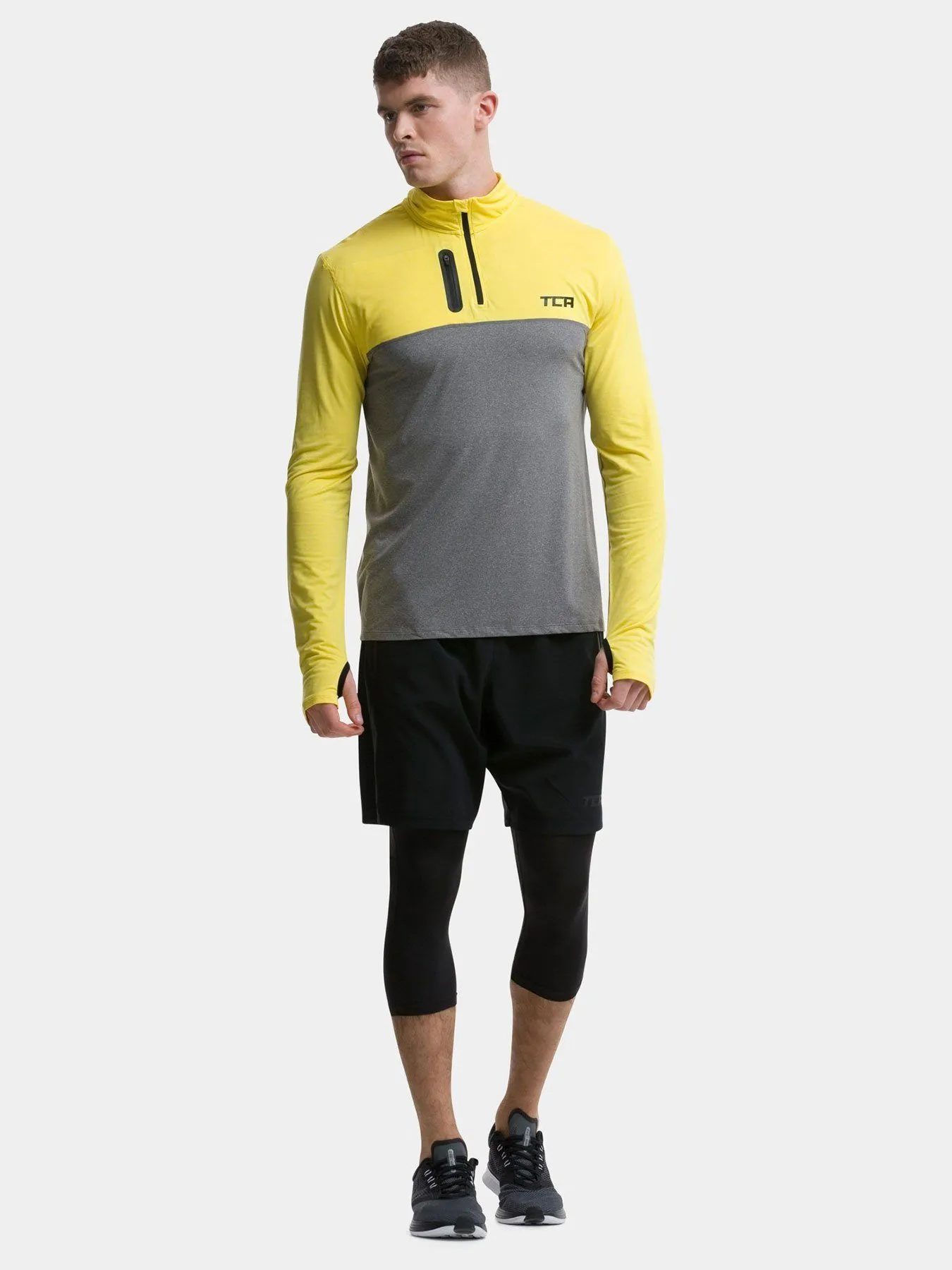 Fusion Half Zip Running Top For Men With Thumbholes & Chest Zip Pocket sold by TCA