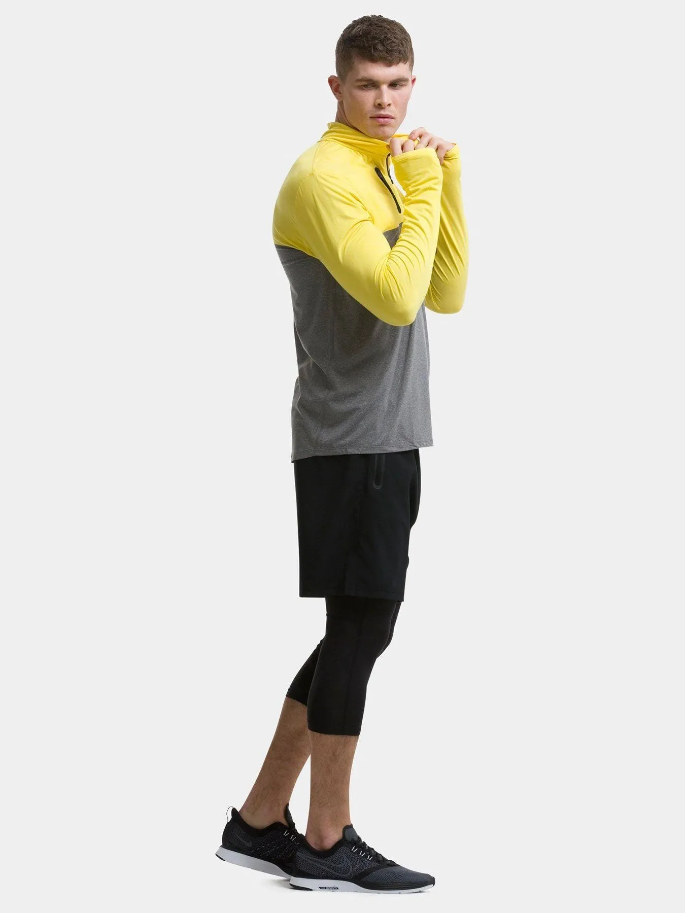Fusion Half Zip Running Top For Men With Thumbholes & Chest Zip Pocket sold by TCA product image thumbnail 3