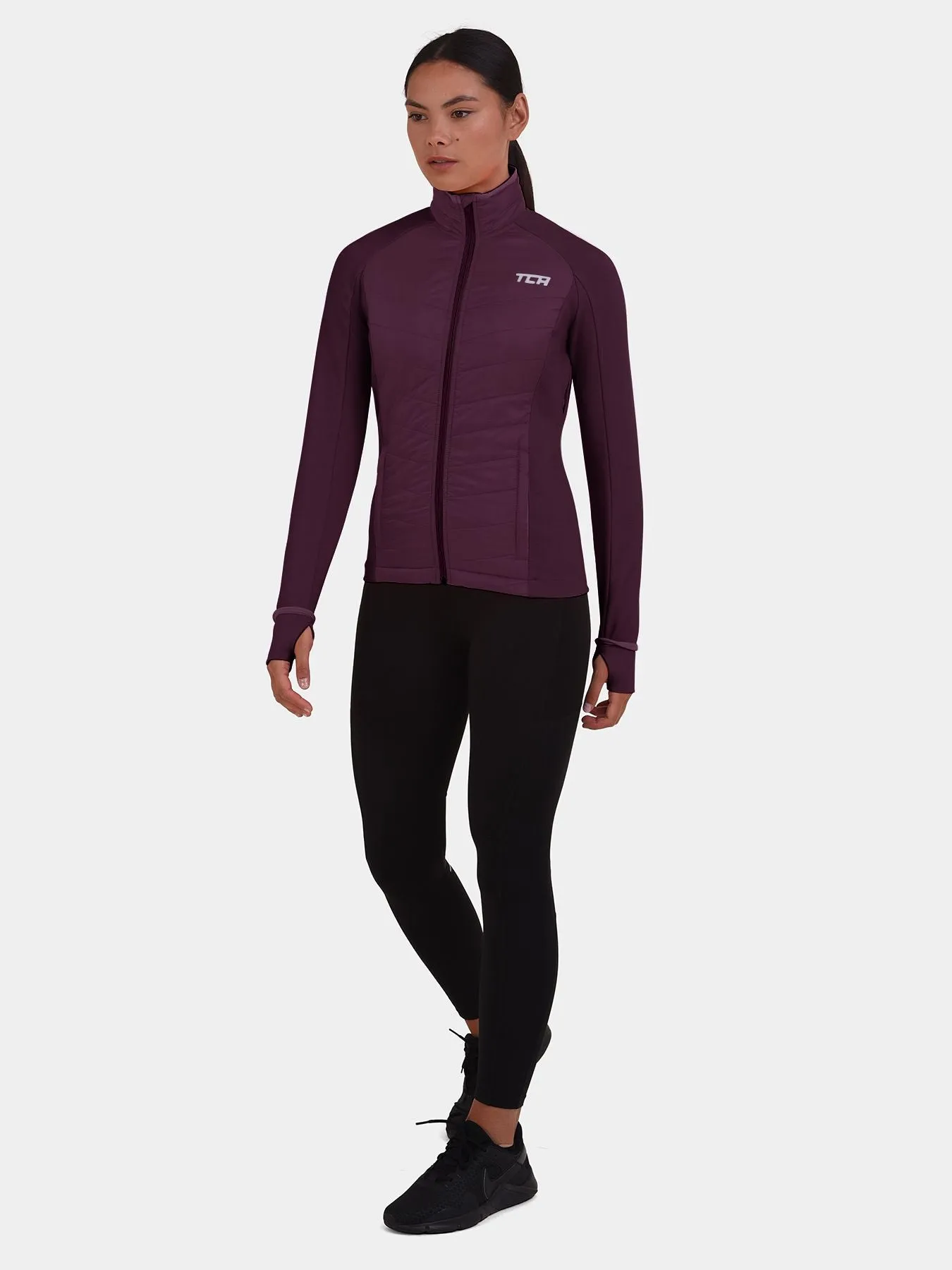 Excel Running Padded Packable Hooded Jacket For Women With Thumbholes, Underarm Ventilation Zips, Zip Pockets & Reflective Strips sold by TCA product image thumbnail 5