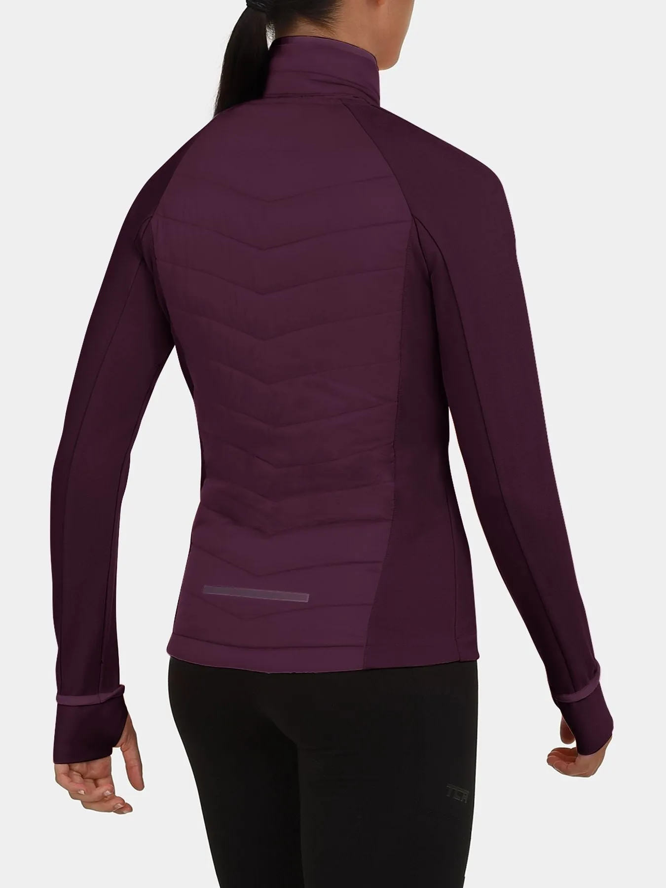 Excel Running Padded Packable Hooded Jacket For Women With Thumbholes, Underarm Ventilation Zips, Zip Pockets & Reflective Strips sold by TCA product image thumbnail 2