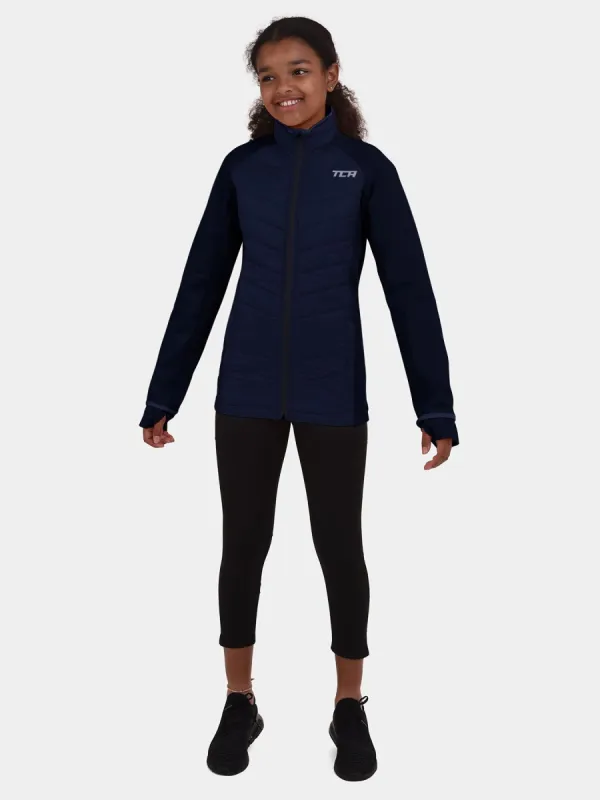Excel Running Padded Packable Hooded Jacket For Girls With Thumbholes, Underarm Ventilation Zips, Zip Pockets & Reflective Strips sold by TCA
